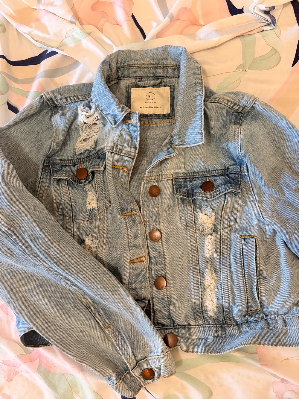 Cotton On Light Blue Distressed Denim Jacket - Women